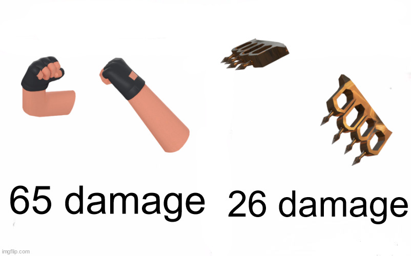 Hmmmm | 65 damage; 26 damage | image tagged in memes,who would win | made w/ Imgflip meme maker