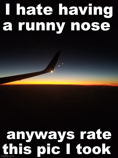 I hate having a runny nose; anyways rate this pic I took | made w/ Imgflip meme maker