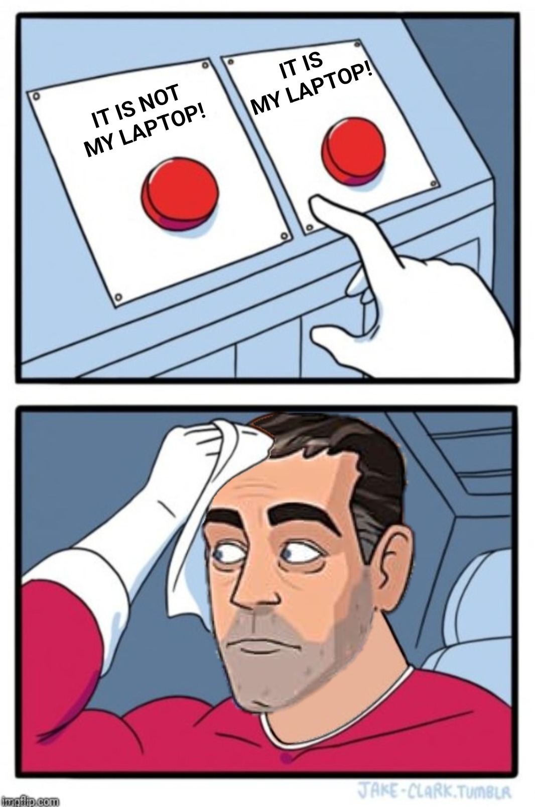 Bad Photoshop Sunday presents:  Why not both?! | image tagged in bad photoshop sunday,hunter biden,two buttons,laptop | made w/ Imgflip meme maker