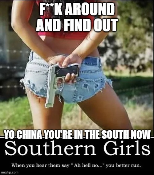 Yo China, Your in the South Now | YO CHINA YOU'RE IN THE SOUTH NOW | image tagged in yo china your in the south now | made w/ Imgflip meme maker
