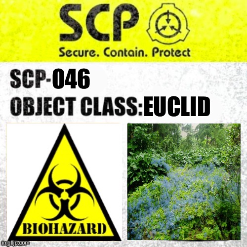 SCP-046 (Predatory Bush) | EUCLID; 046 | image tagged in scp euclid label template foundation tale's | made w/ Imgflip meme maker