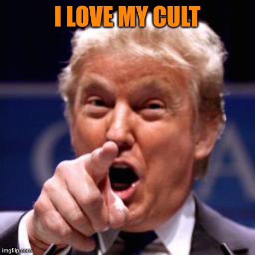 Trump pointing  | I LOVE MY CULT | image tagged in trump pointing | made w/ Imgflip meme maker