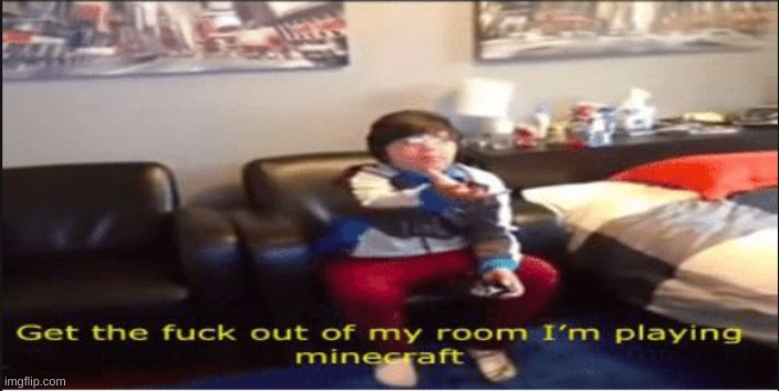 Get the fuck out of my room im playing minecrat | image tagged in get the fuck out of my room im playing minecrat | made w/ Imgflip meme maker