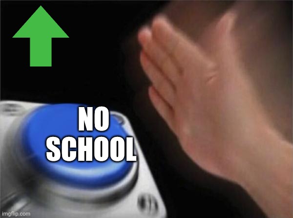 Blank Nut Button | NO SCHOOL | image tagged in memes,blank nut button | made w/ Imgflip meme maker