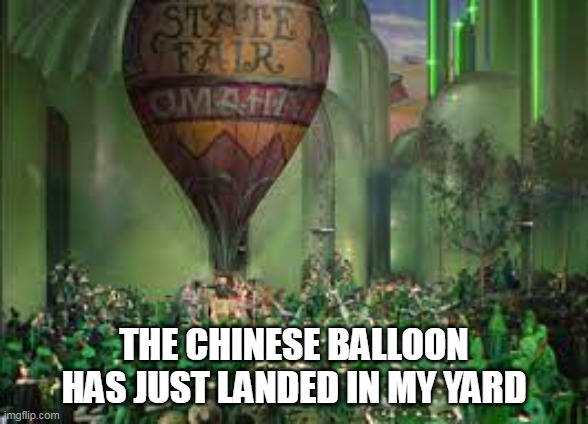 Balloon | THE CHINESE BALLOON HAS JUST LANDED IN MY YARD | image tagged in chinese,running away balloon | made w/ Imgflip meme maker