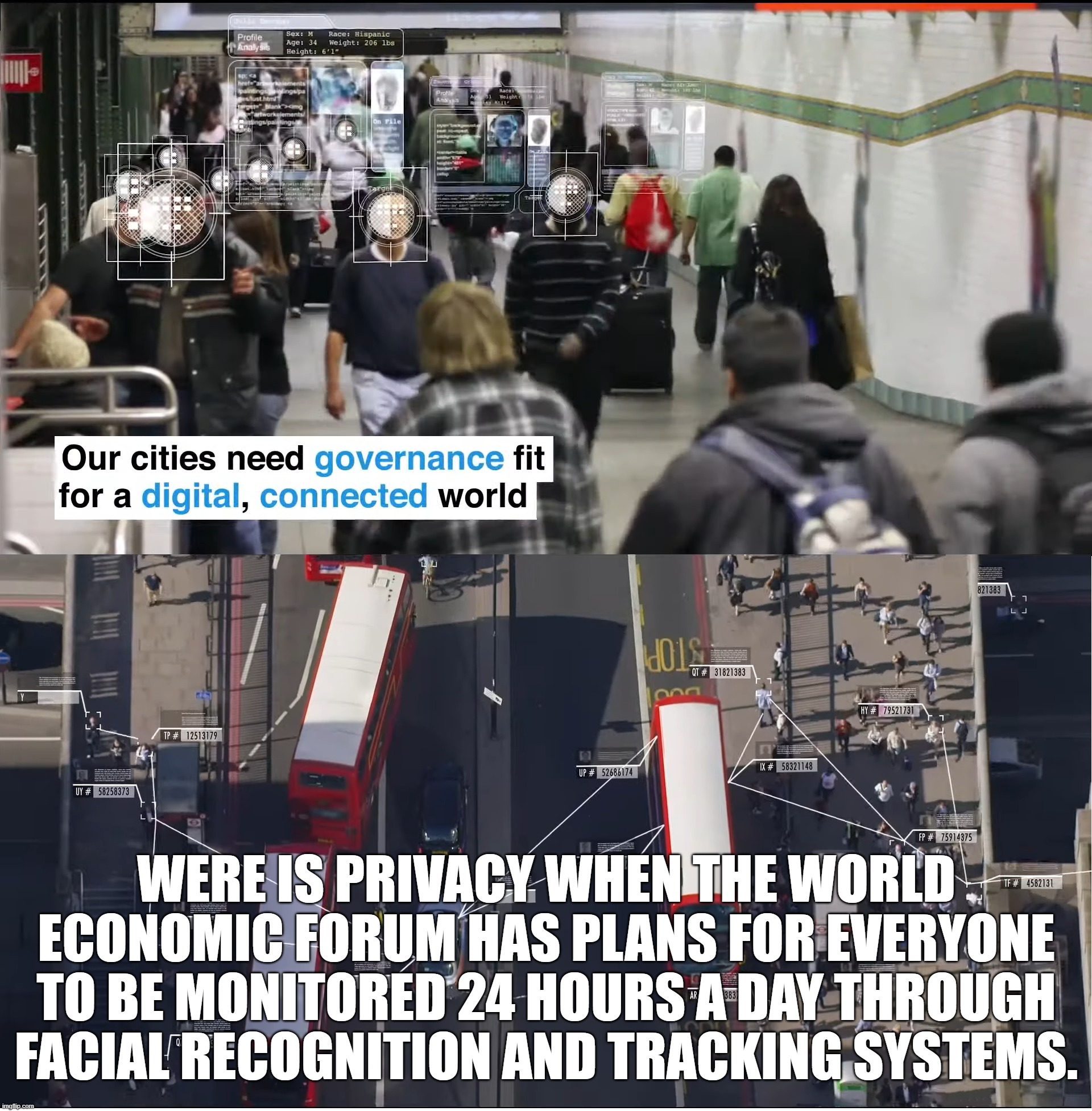 In addition to continual tracking of everyone, our currency will be digital so our purchases can be monitored AND CONTROLLED. | WERE IS PRIVACY WHEN THE WORLD ECONOMIC FORUM HAS PLANS FOR EVERYONE TO BE MONITORED 24 HOURS A DAY THROUGH FACIAL RECOGNITION AND TRACKING SYSTEMS. | image tagged in the leftist utopia,high tech narcissism,death of liberty | made w/ Imgflip meme maker