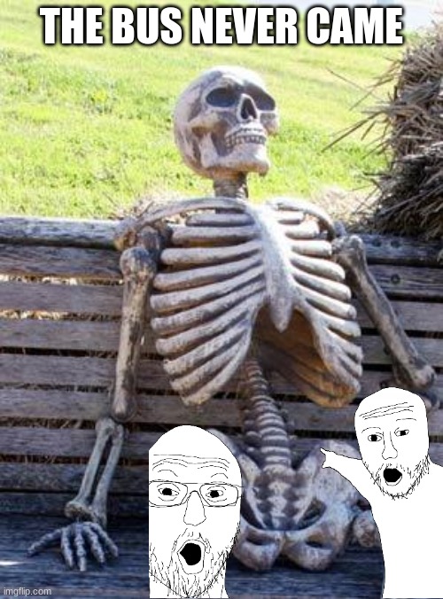 Waiting Skeleton |  THE BUS NEVER CAME | image tagged in memes,waiting skeleton,bus | made w/ Imgflip meme maker