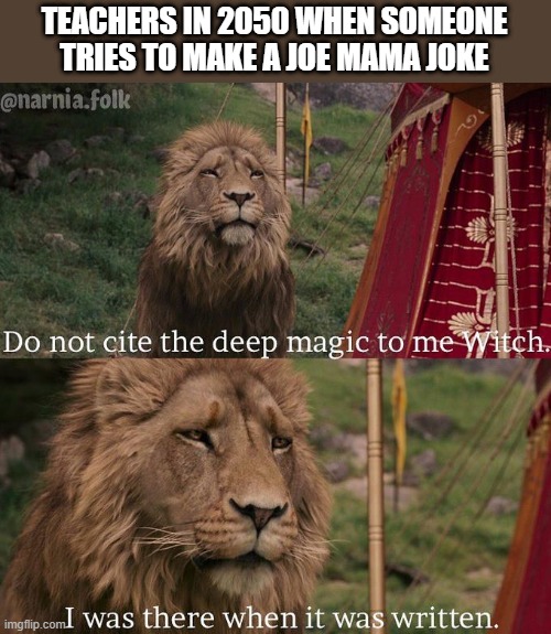 Do not cite the deep magic to me witch | TEACHERS IN 2050 WHEN SOMEONE TRIES TO MAKE A JOE MAMA JOKE | image tagged in do not cite the deep magic to me witch,memes,funny,memenade | made w/ Imgflip meme maker