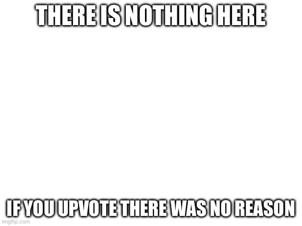 Just a blank template | THERE IS NOTHING HERE; IF YOU UPVOTE THERE WAS NO REASON | image tagged in blank white template | made w/ Imgflip meme maker