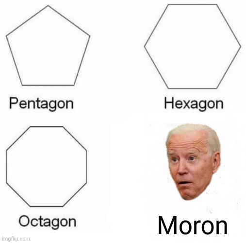 Pentagon Hexagon Octagon | Moron | image tagged in pentagon hexagon octagon,joe biden,moron,pedophile,traitor | made w/ Imgflip meme maker