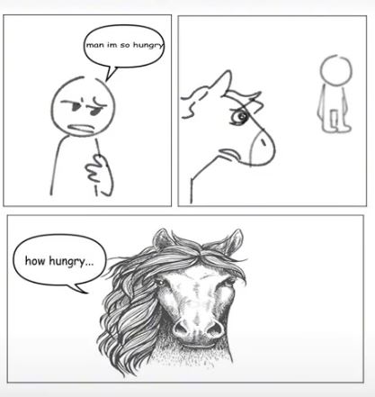 High Quality Man I'm so hungry horse Blank Meme Template
