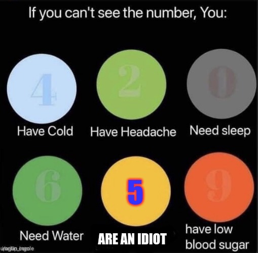 If you can’t see the number | 5; ARE AN IDIOT | image tagged in if you can t see the number | made w/ Imgflip meme maker