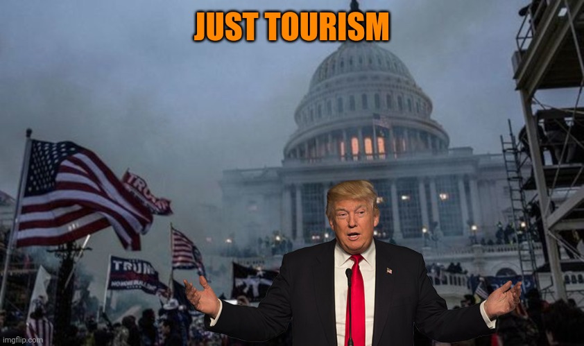 misconstrued coup | JUST TOURISM | image tagged in misconstrued coup | made w/ Imgflip meme maker