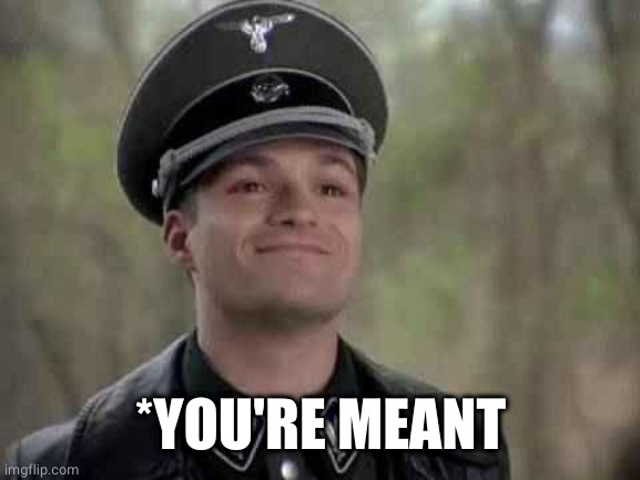 grammar nazi | *YOU'RE MEANT | image tagged in grammar nazi | made w/ Imgflip meme maker