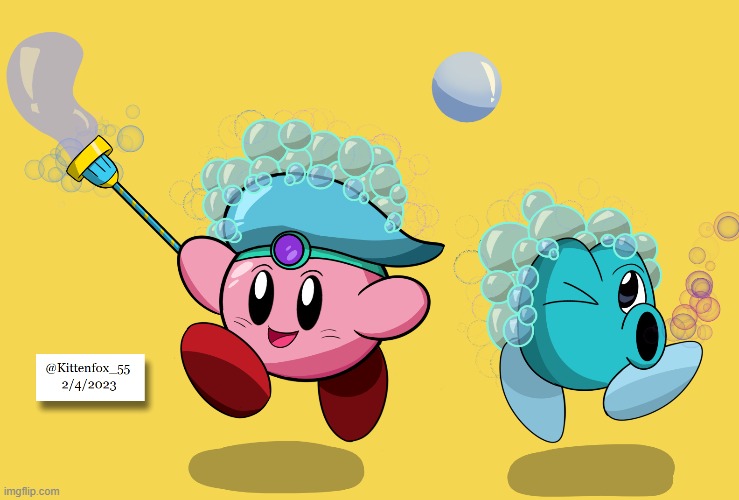 Bubble Kirby and Bubble head | image tagged in kirby,fanart,bubbles,nintendo,videogames,cute | made w/ Imgflip meme maker