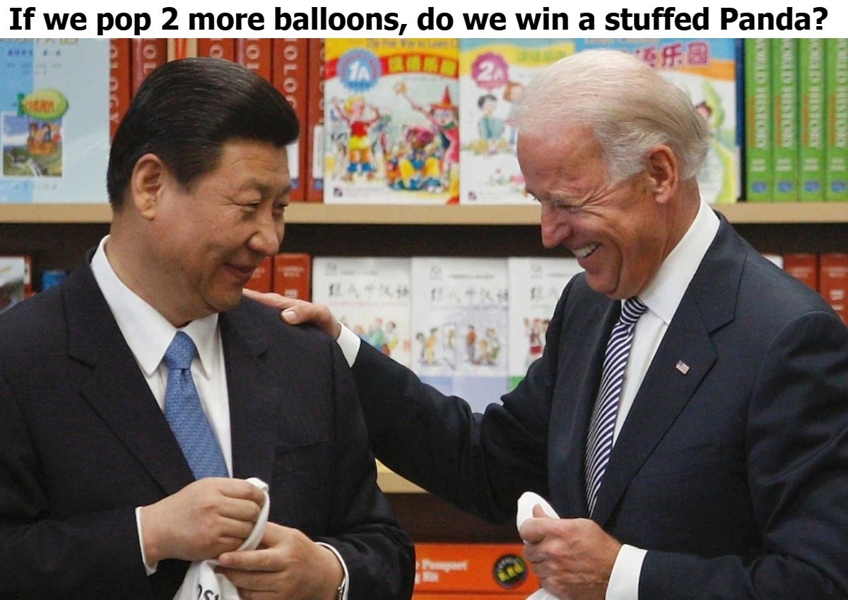 如再弹出 2 气球,得一毛绒熊猫乎? | image tagged in chicom balloons,stuffed animal,pickup line panda,pedohitler,chairman xi,creepy joe biden | made w/ Imgflip meme maker