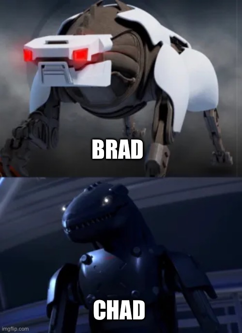 O | BRAD; CHAD | image tagged in camp cretaceous | made w/ Imgflip meme maker