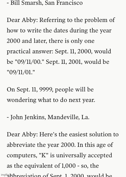 Article from September 1993: “How do we write dates in 2000” | made w/ Imgflip meme maker