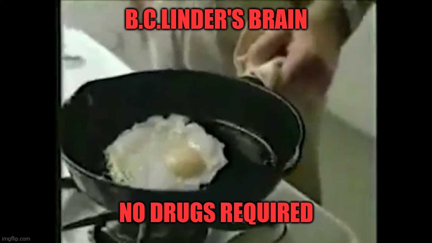 Brain on Drugs | B.C.LINDER'S BRAIN NO DRUGS REQUIRED | image tagged in brain on drugs | made w/ Imgflip meme maker