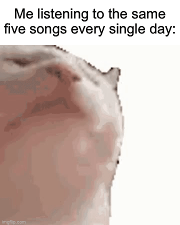 I know I’m not the only one | Me listening to the same five songs every single day: | image tagged in gifs,memes,funny,true story,relatable memes,funny memes | made w/ Imgflip video-to-gif maker