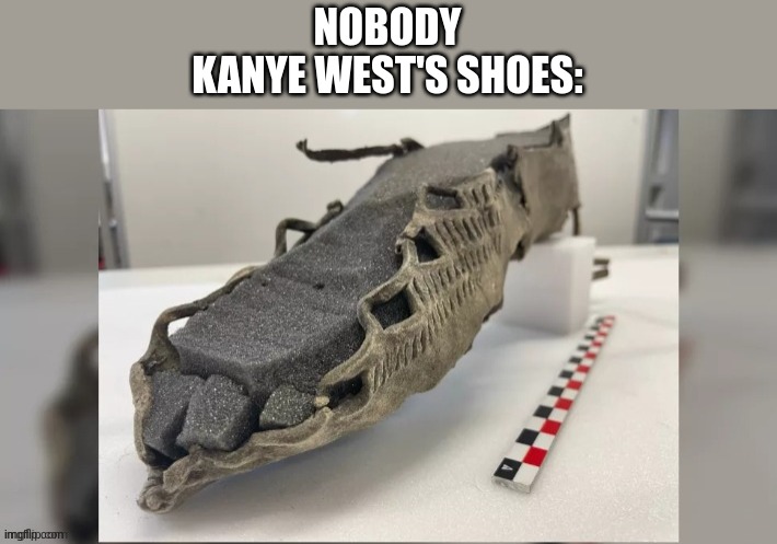 This is actually how they are | NOBODY
KANYE WEST'S SHOES: | image tagged in kanye west,kanye,yeezy | made w/ Imgflip meme maker