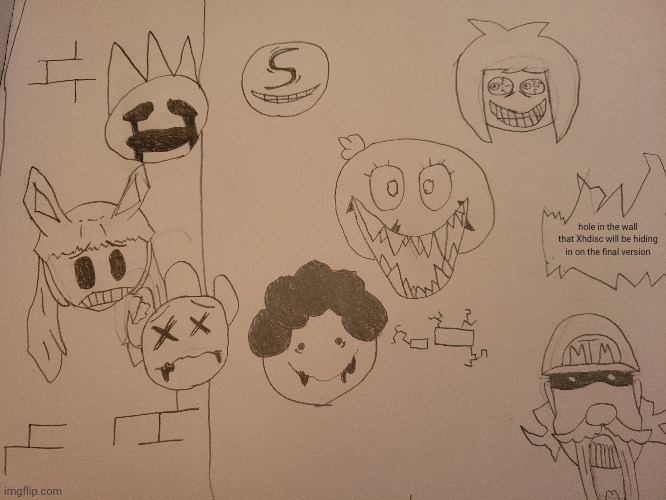 it's finished! sorry if your oc didn't make it in! | hole in the wall that Xhdisc will be hiding in on the final version | made w/ Imgflip meme maker