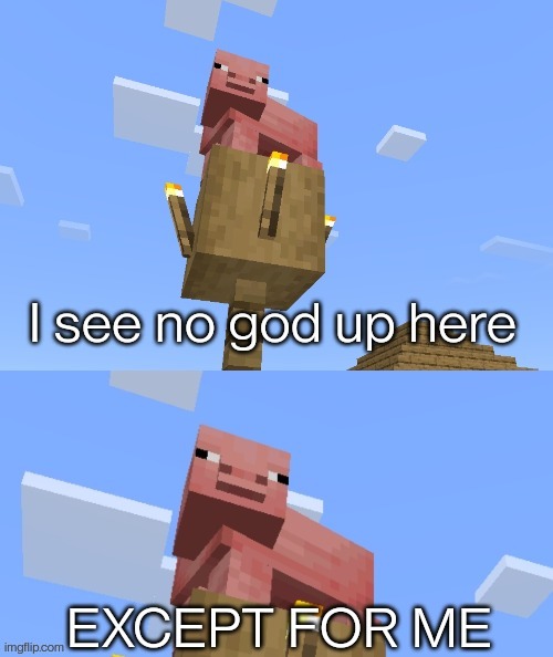 https://imgflip.com/memegenerator/440201481/I-see-no-god-up-here-Minecraft-edition | image tagged in i see no god up here minecraft edition | made w/ Imgflip meme maker