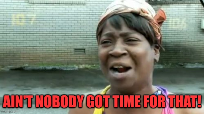 Ain't Nobody Got Time For That Meme | AIN'T NOBODY GOT TIME FOR THAT! | image tagged in memes,ain't nobody got time for that | made w/ Imgflip meme maker