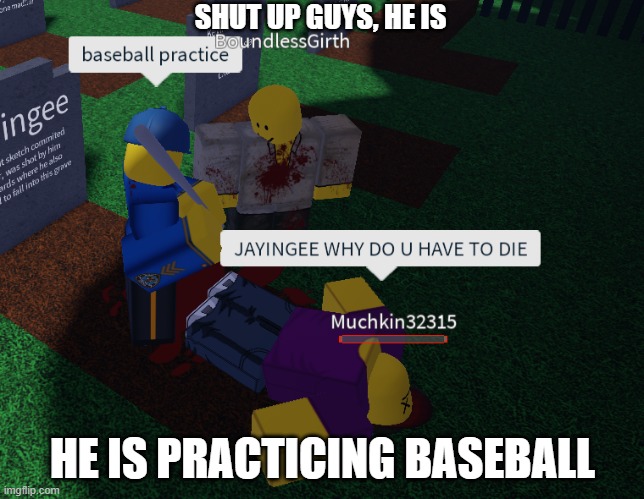 shut up | SHUT UP GUYS, HE IS; HE IS PRACTICING BASEBALL | image tagged in baseball | made w/ Imgflip meme maker