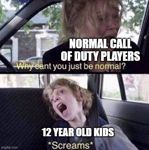 Why Can't You Just Be Normal | NORMAL CALL OF DUTY PLAYERS; 12 YEAR OLD KIDS | image tagged in why can't you just be normal,call of duty,gaming,memes,funny,so true memes | made w/ Imgflip meme maker