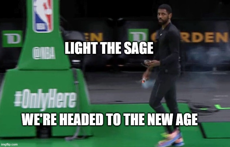 Light the Sage | LIGHT THE SAGE; WE'RE HEADED TO THE NEW AGE | image tagged in light the sage | made w/ Imgflip meme maker