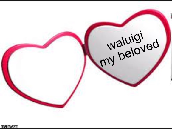 open red heart locket displaying the words 'waluigi my beloved'