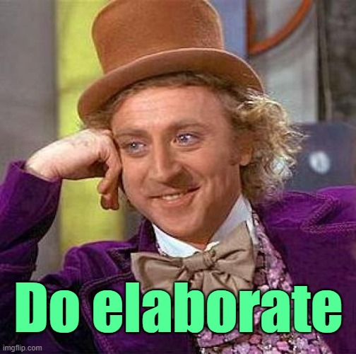 Creepy Condescending Wonka Meme | Do elaborate | image tagged in memes,creepy condescending wonka | made w/ Imgflip meme maker