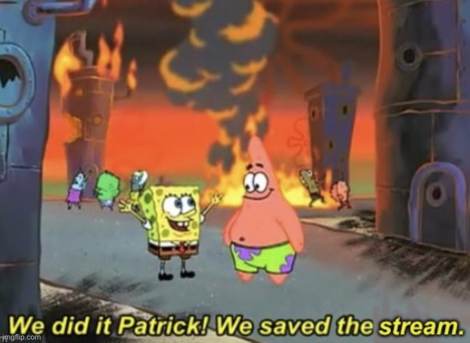 image tagged in we saved the stream | made w/ Imgflip meme maker