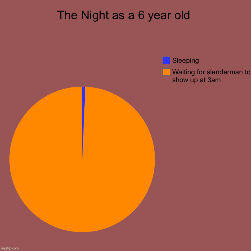 The Night as a 6 year old | Waiting for slenderman to show up at 3am, Sleeping | image tagged in charts,pie charts | made w/ Imgflip chart maker