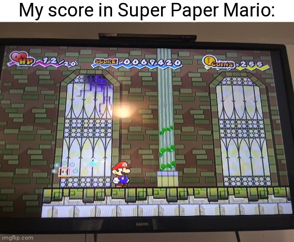 Name a score nicer than this. I'll wait. | My score in Super Paper Mario: | image tagged in perfect,super mario,paper mario,memes | made w/ Imgflip meme maker