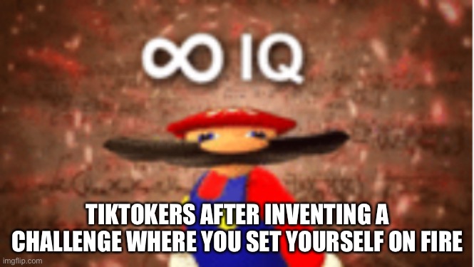 Infinite IQ | TIKTOKERS AFTER INVENTING A CHALLENGE WHERE YOU SET YOURSELF ON FIRE | image tagged in infinite iq | made w/ Imgflip meme maker