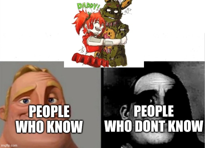 people who dont know (Blurry-nugget note: I don't think I want to know) | PEOPLE WHO DONT KNOW; PEOPLE WHO KNOW | image tagged in fnaf | made w/ Imgflip meme maker