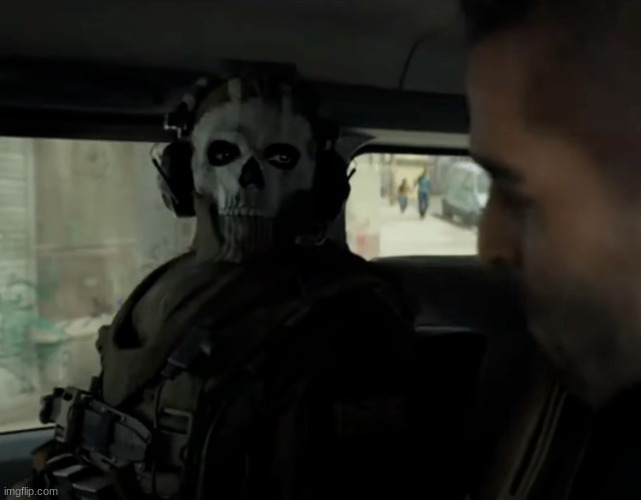 cod ghost in the car | image tagged in cod ghost in the car | made w/ Imgflip meme maker