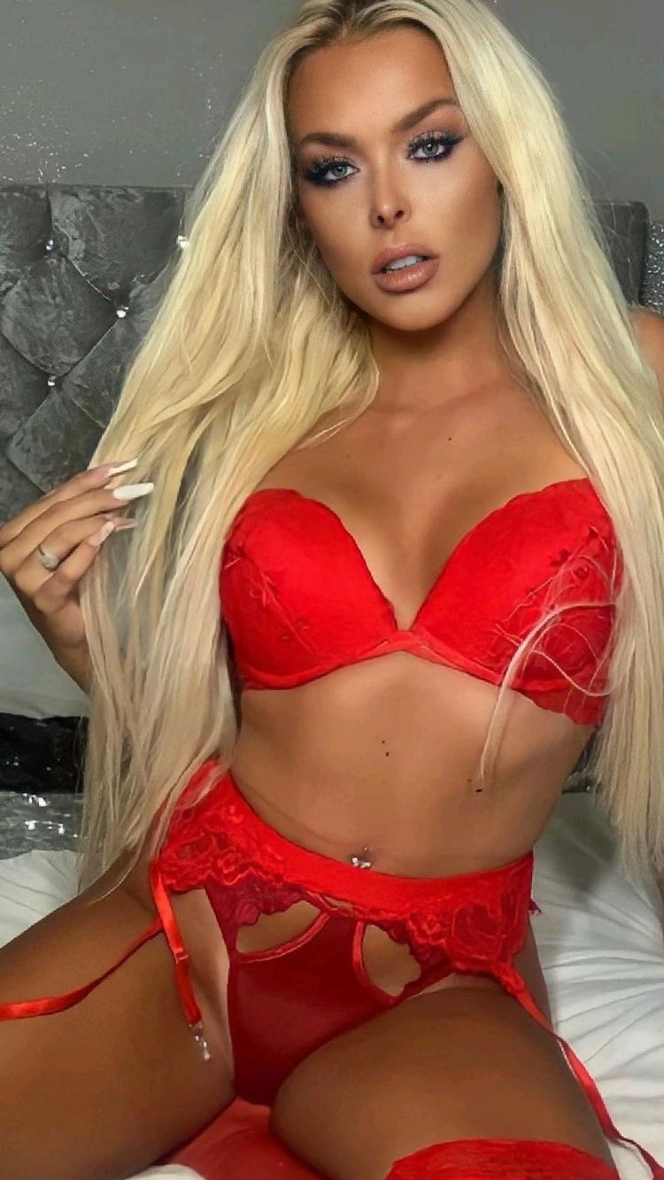 sexy blonde in red lingerie Blank Meme Template