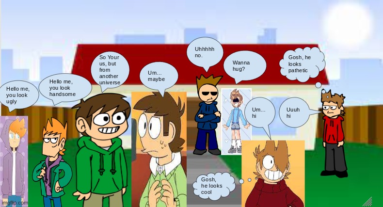 Made this google drawing of the Eddsworld crew meeting the opposite day Au, thoughts? | image tagged in eddsworld,google,drawing | made w/ Imgflip meme maker