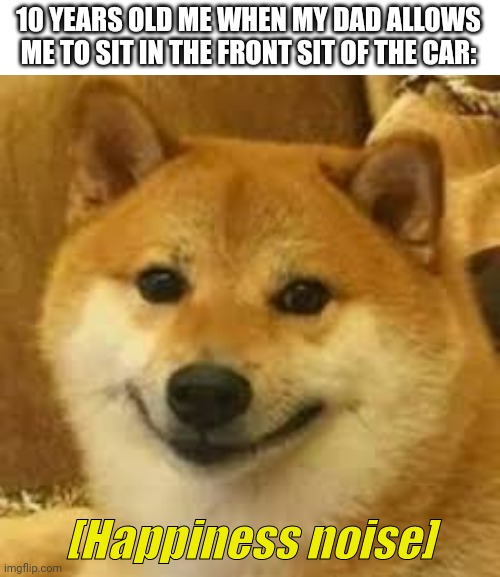 True. | 10 YEARS OLD ME WHEN MY DAD ALLOWS ME TO SIT IN THE FRONT SIT OF THE CAR: | image tagged in shibe | made w/ Imgflip meme maker