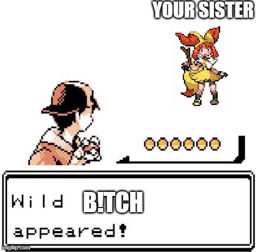 Blank Wild Pokemon Appears | YOUR SISTER; B!TCH | image tagged in blank wild pokemon appears | made w/ Imgflip meme maker