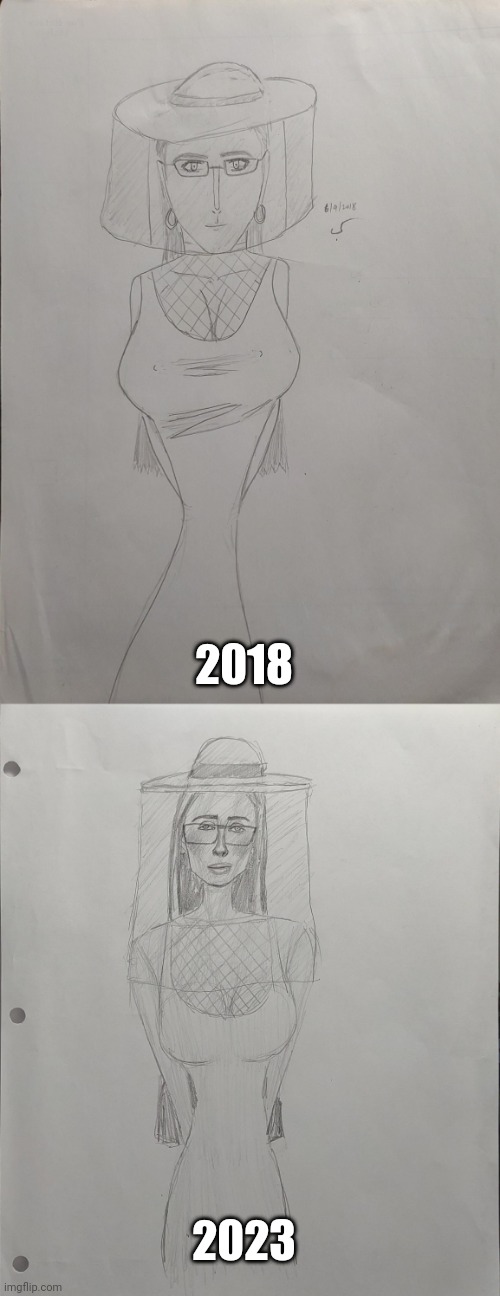 I Redrew My Art From 2018 | 2018; 2023 | image tagged in art,redraw,drawings,improvement | made w/ Imgflip meme maker