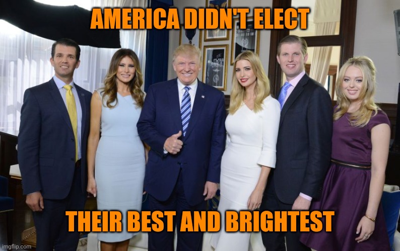 Trump family | AMERICA DIDN'T ELECT THEIR BEST AND BRIGHTEST | image tagged in trump family | made w/ Imgflip meme maker