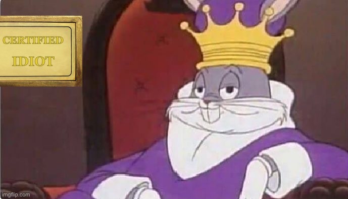 Bugs Bunny King | CERTIFIED IDIOT | image tagged in bugs bunny king | made w/ Imgflip meme maker