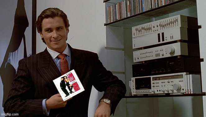 Patrick Bateman Huey Lewis | image tagged in patrick bateman huey lewis | made w/ Imgflip meme maker