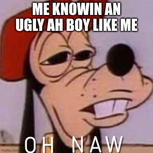 OH NAW | ME KNOWIN AN UGLY AH BOY LIKE ME | image tagged in oh naw | made w/ Imgflip meme maker