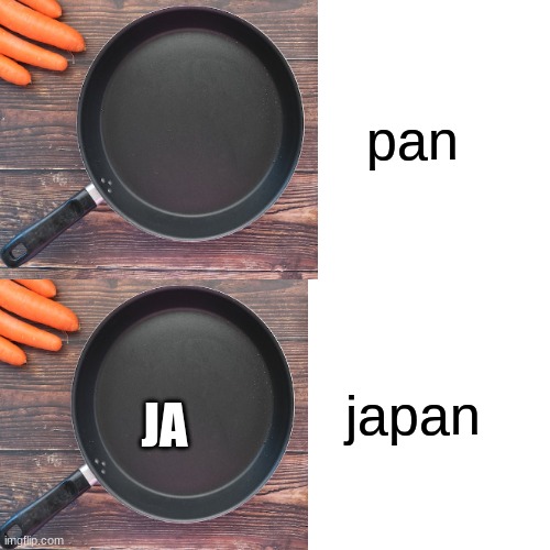 pan; japan; JA | image tagged in drake hotline bling | made w/ Imgflip meme maker