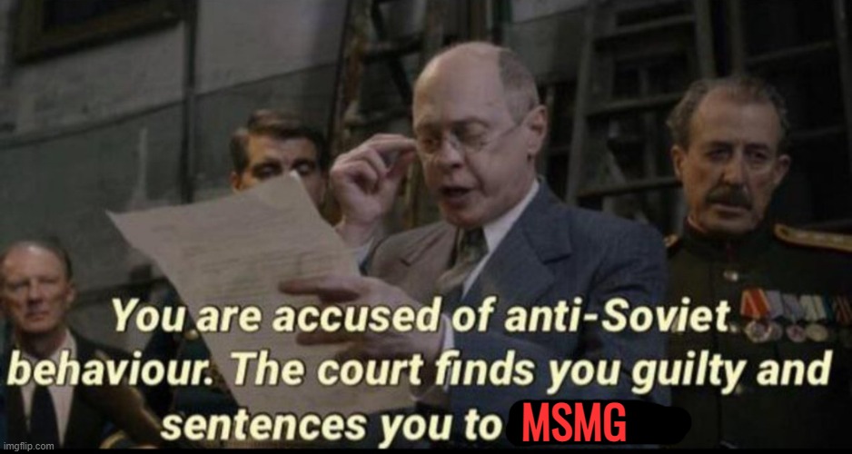 You are accused of anti-soviet behavior | MSMG | image tagged in you are accused of anti-soviet behavior | made w/ Imgflip meme maker